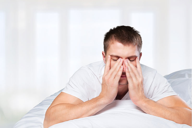 mature male having a hard time feeling restful with trouble sleeping
