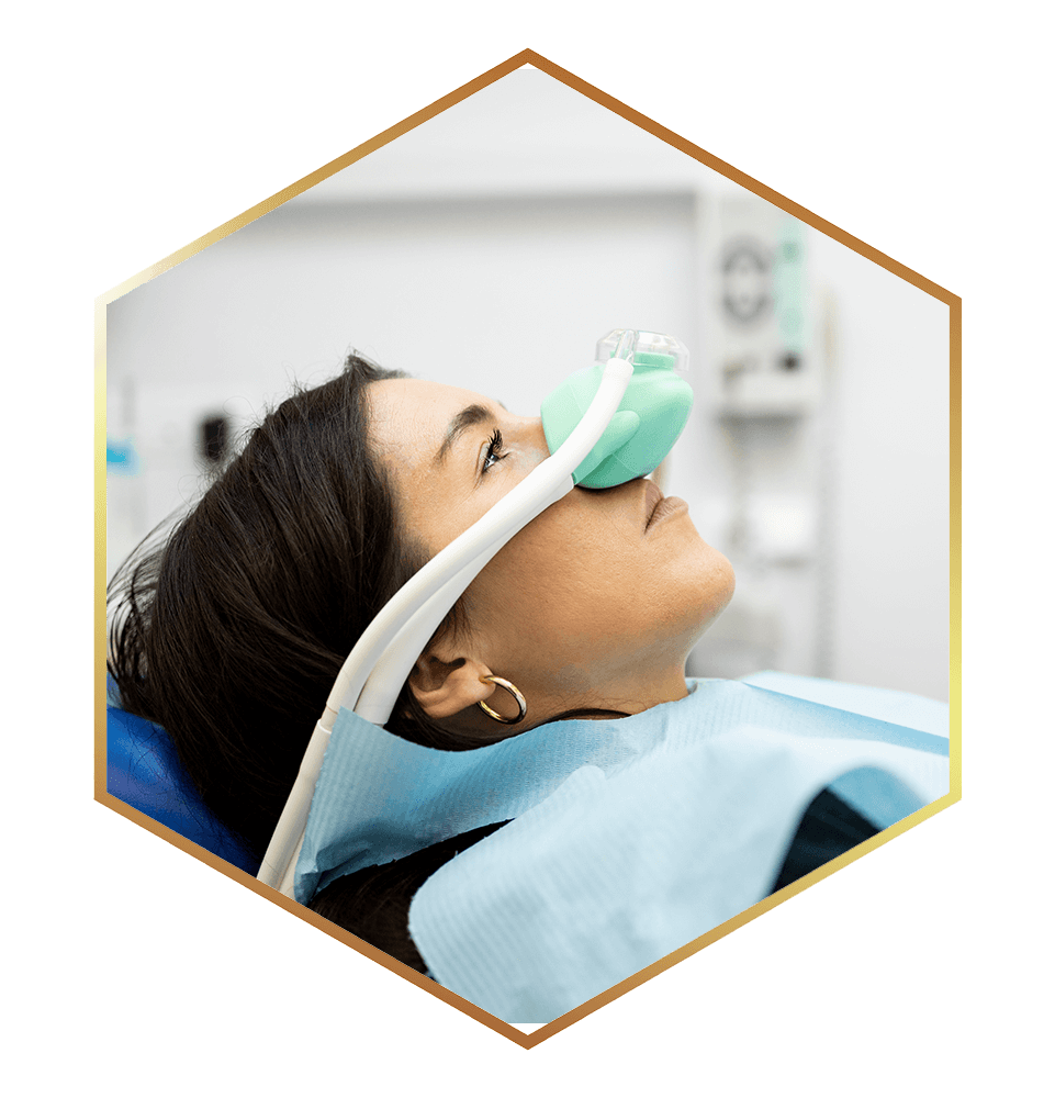 close up of person having nitrous oxide sedation for dental treatment
